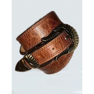 Gold Buckle Genuine Leather Belt Size M